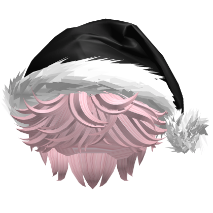 Messy Fluffy Pink Hair a Santa Hat Y2k