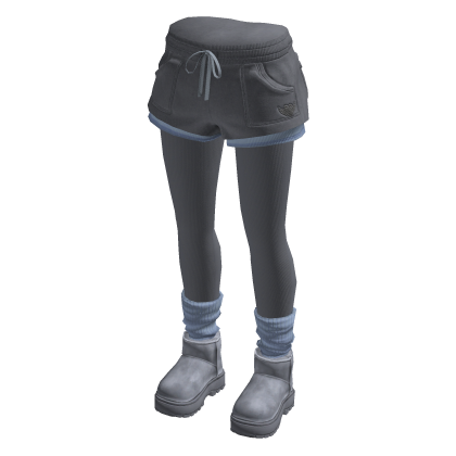 Drawstring Shorts with Contrast Trim (Blue Gray)