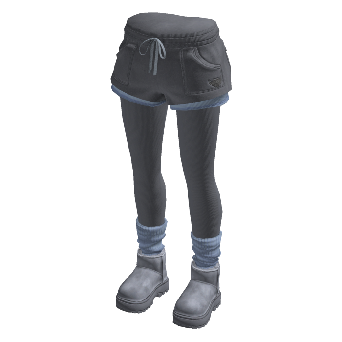Drawstring Shorts with Contrast Trim (Blue Gray)