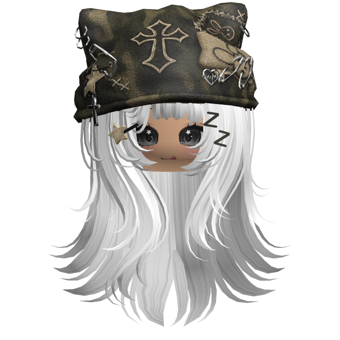 White Cross Beret Emo Girl Hair
