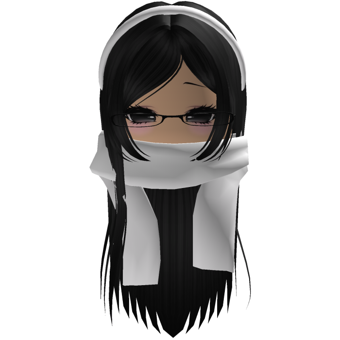Warm Fall Black Hair w/ Glasses Headband & Scarf
