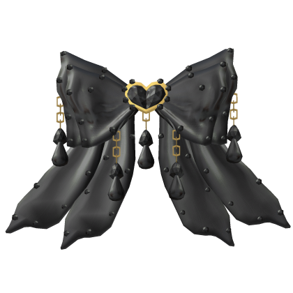 Black Extravagant Ribbon Heart Glazed Hair Bow Roblox item