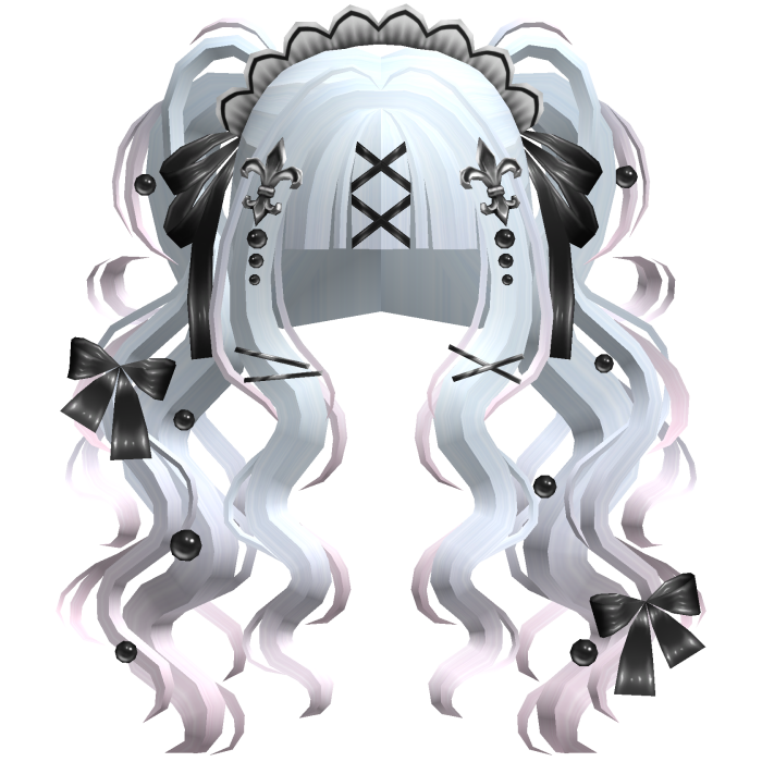 Gothic Doll Curly Pigtails & Ribbons In Light Pink