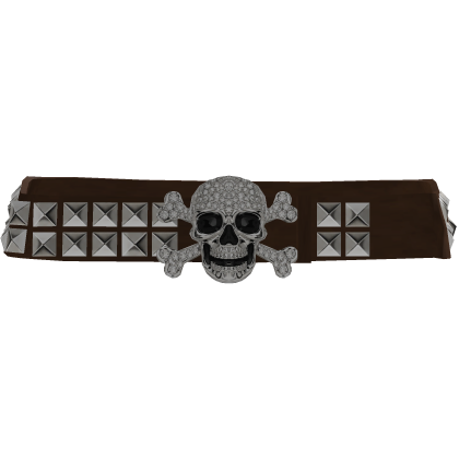 Y2K Grunge Gem Studs Skull Belt 1.0 (Brown) thumbnail