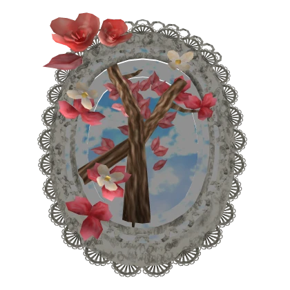 Cute Floral Pink Sakura White Gothic Lace Backdrop | Roblox Item