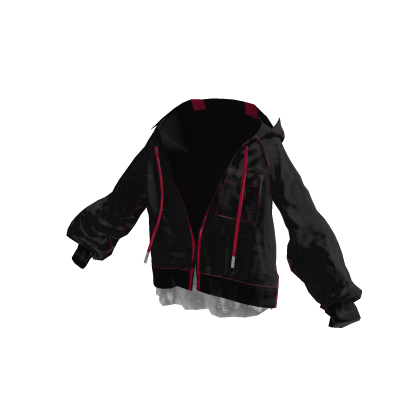 Black Y2K Pink Accent Zip Hoodie [PBR]