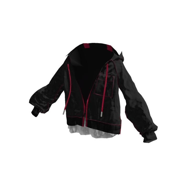 Black Y2K Pink Accent Zip Hoodie [PBR]