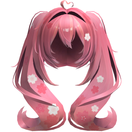 Sakura Miku Curly Twintails Pink Hair (Mid) Roblox item