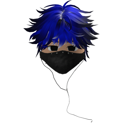 Cute Emo Boy Headphones Mask black Y2K ( blue )