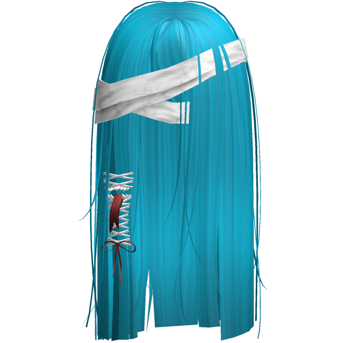 Creepy Hot Blue Monster Hair w White Bandages
