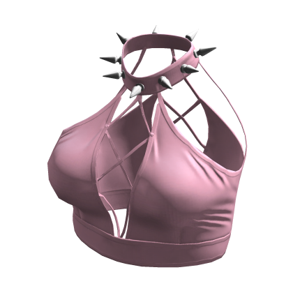 Y2K Spike Collar Halter Top Pink