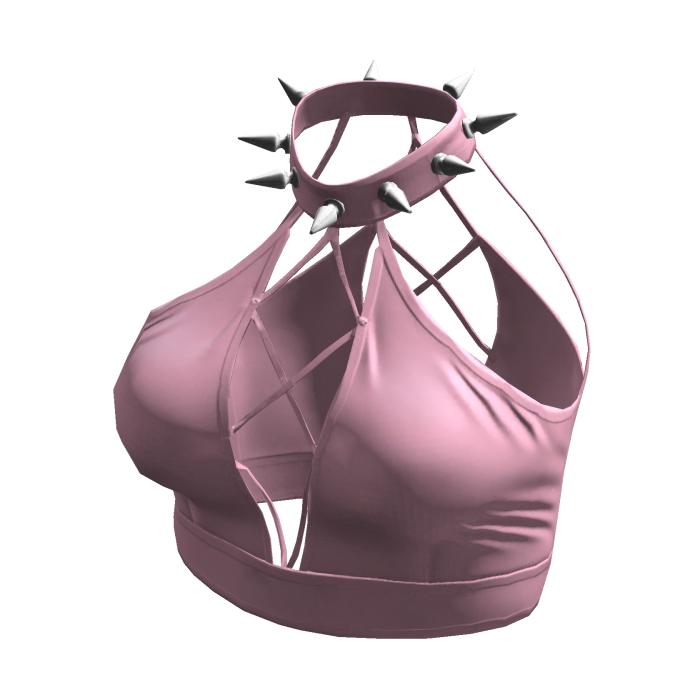 Y2K Spike Collar Halter Top Pink