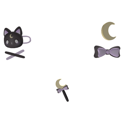 ♡ eclipse moon cat purple hair clip charms