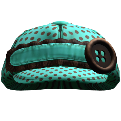 Ruffled Buttoned Cap (Cyan & Brown Polka Dots)