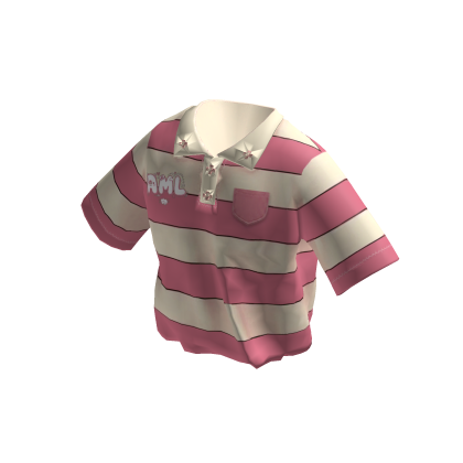 Cute Pink Striped Polo Top