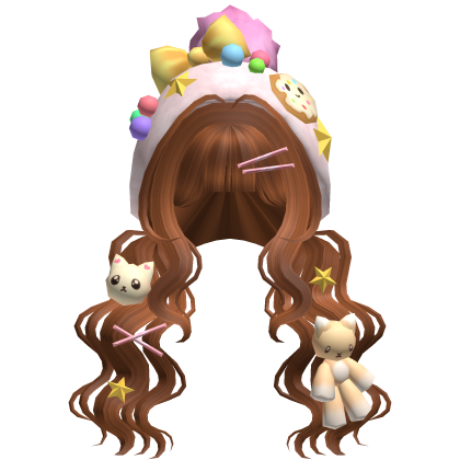 Kawaii Candy Kitty Curl Plushie Pigtails in Ginger