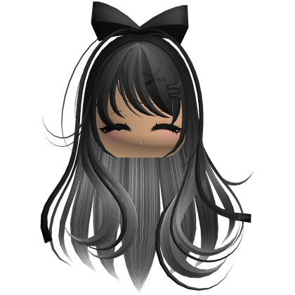 Beautiful Girl with Long Hair, Cute Bow & Lashes