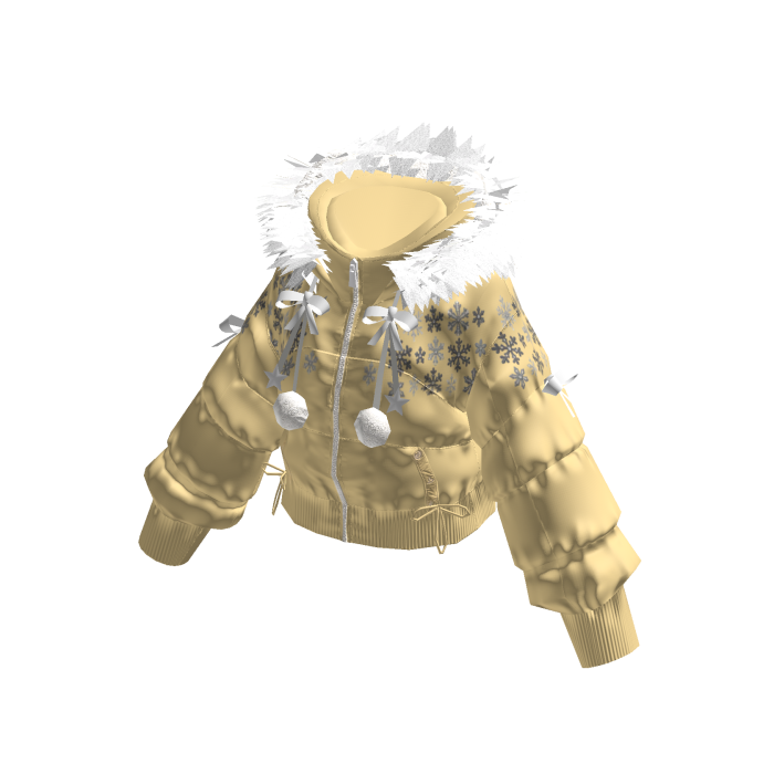 Puffer Jacket with Fluffy Hood (Yellow)