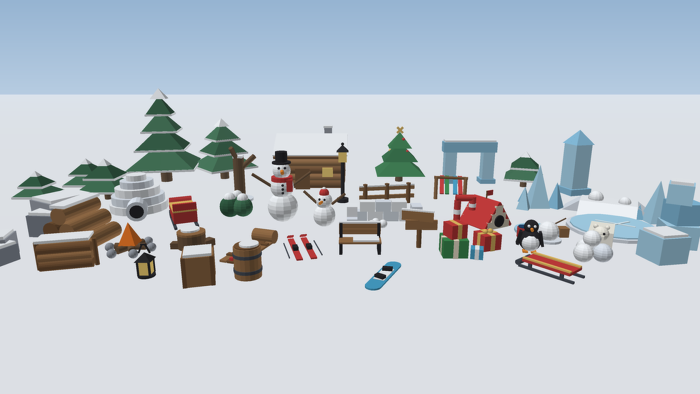 Low Poly Winter Pack | 50 Trees, Snow and Props preview 2
