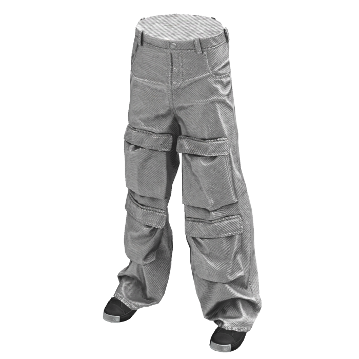 Vintage Baggy Cargo Jeans (White)