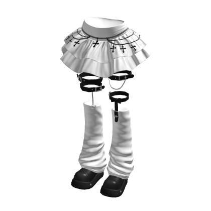 White Ruffle Skirt Emo Grunge Boots Y2K Outfit thumbnail