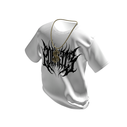 White Eternos T-Shirt with Gold Dollar Chain thumbnail
