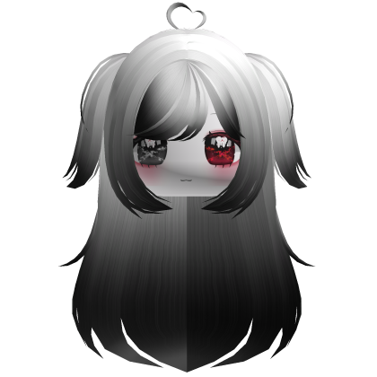 Halloween Moe Messy Goth Hair Pigtails White Black Roblox item