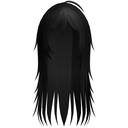 long wispy emo ghost anime girl hair in black Roblox item