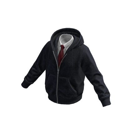 Navy Layered Hoodie w/ Shirt & Tie 