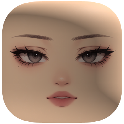 Soft Glam Doll Face with Grey Eyes and Long Lashes Roblox item