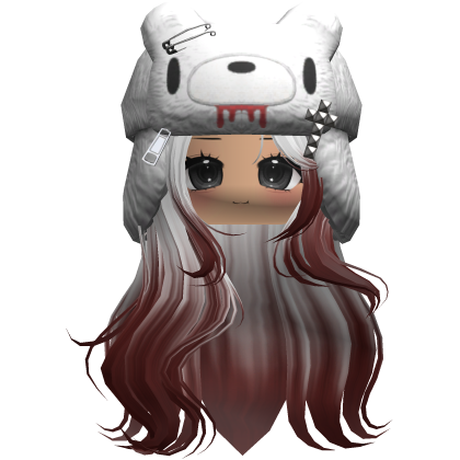 Fuzzy Bear Ushanka Flowy Long Hair (White&Red)