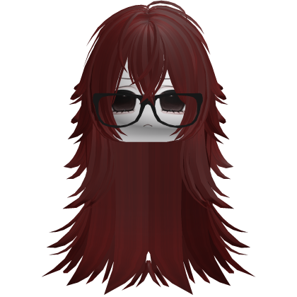 Vkei Moe Red Messy Long Hair /w Glasses