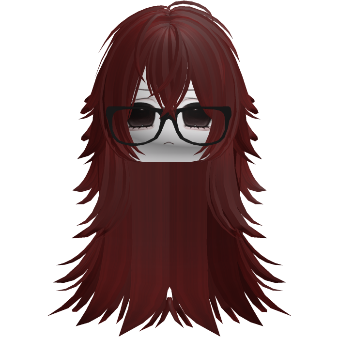 Vkei Moe Red Messy Long Hair /w Glasses