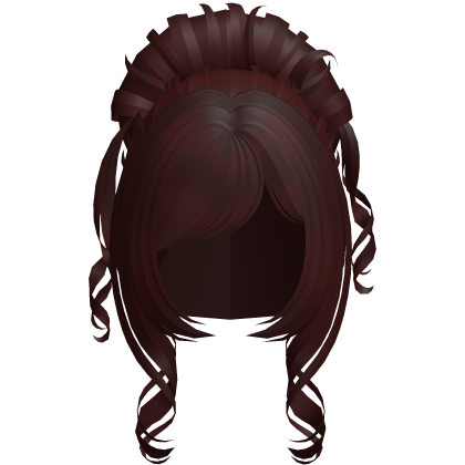 ♱ pretty curly high messy bun in red Roblox item