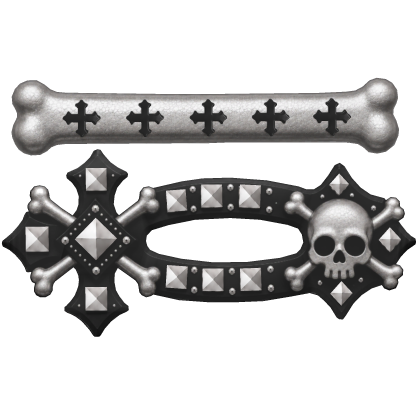 Black Vkei Bone Skull Studded Hairclip Roblox item