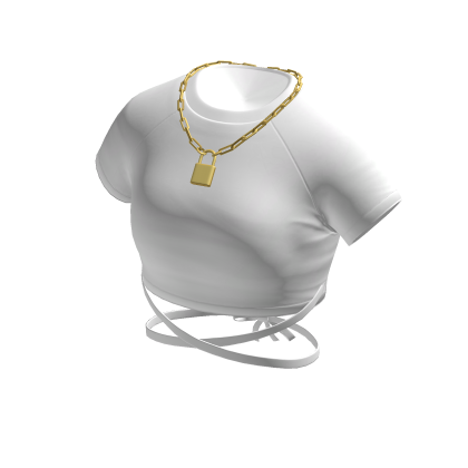 Crop Top in White w/ Gold Lock Necklace