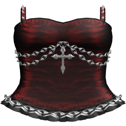 Gothic Emo Chained Cross Dress in Red Black