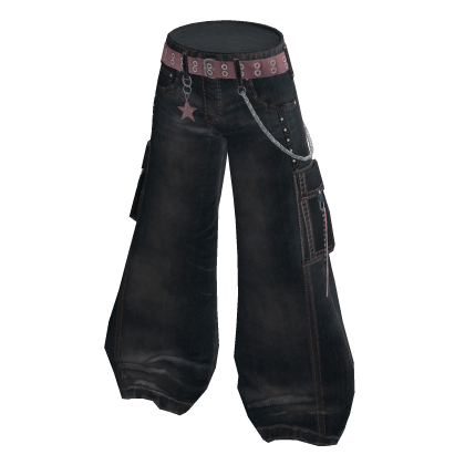 Y2K Star Charm Baggy Pants - Denim