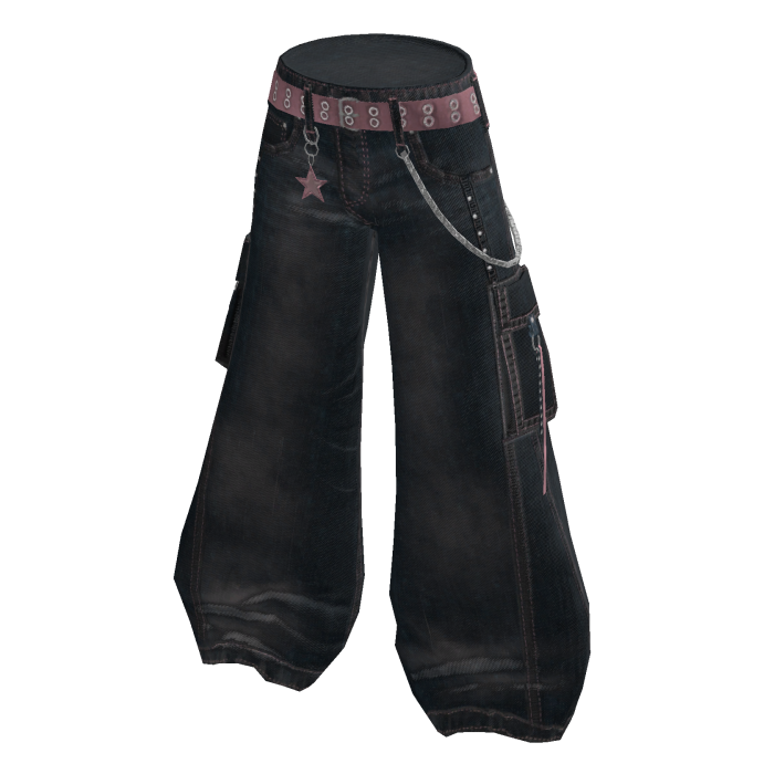 Y2K Star Charm Baggy Pants - Denim