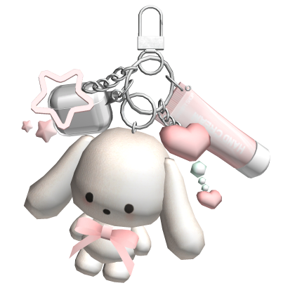 🍀Preppy Pink Bunny Keychain thumbnail