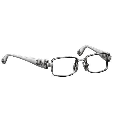 Y2k White Leather Clear Cross Glasses