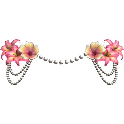 Pink Lily Hibiscus Flower Waist Pearl Chain