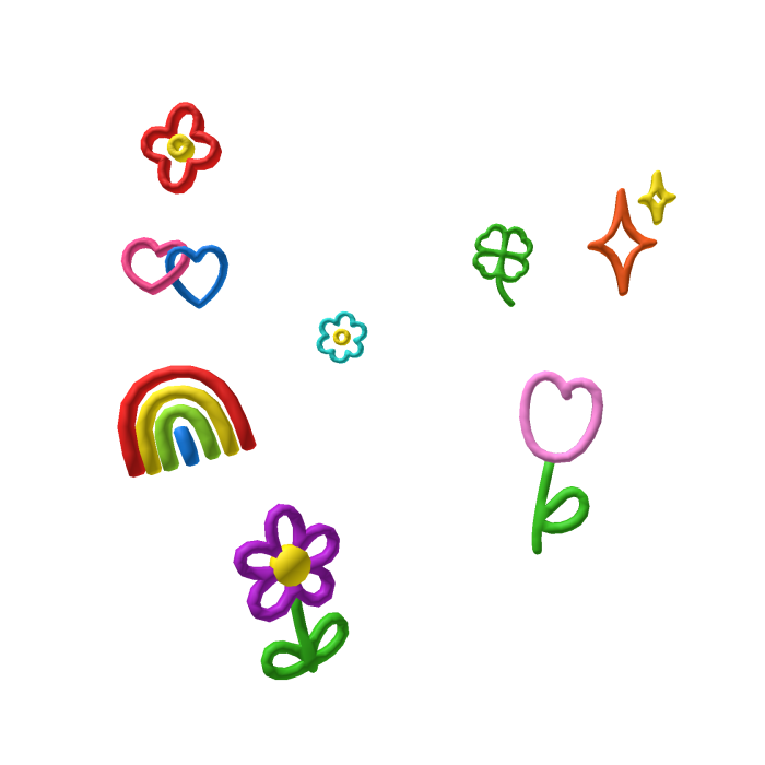 3D Kidcore Aura - Cute Y2K Doodle Flowers
