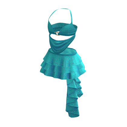 Cute Turquoise Blue Y2K Chic Ruffle Dress • DD26