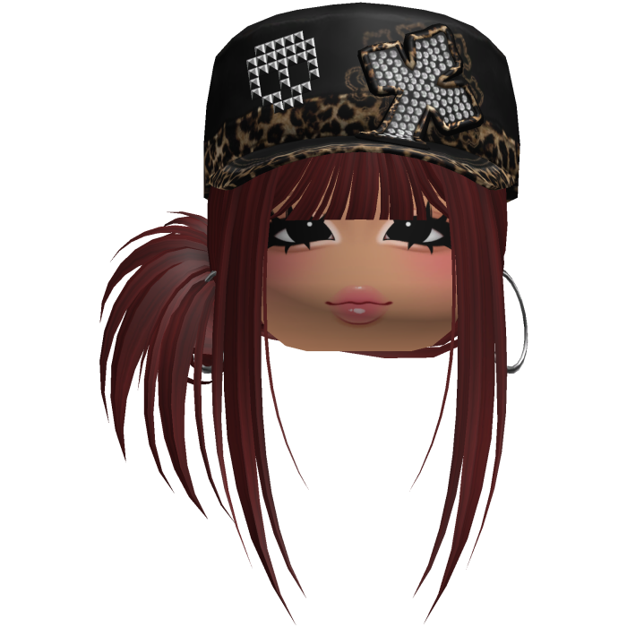 Gyaru Side Bun Hair w/ Cheetah Cap & Earrings