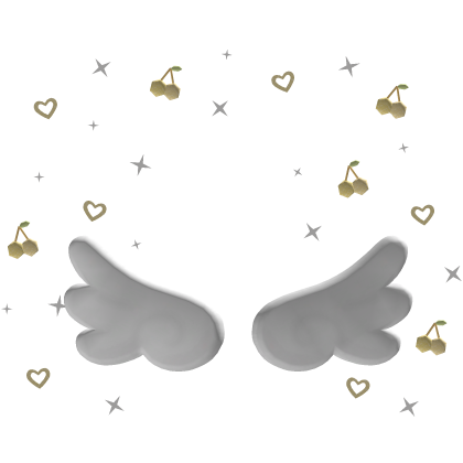 Angel Wings with Yellow Cherry Hearts Aura
