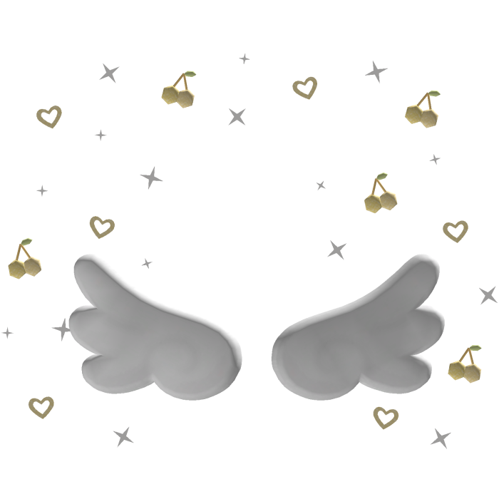 Angel Wings with Yellow Cherry Hearts Aura