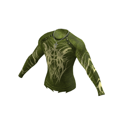 Cyber Goth Tribal Top w/ Cross Chain (Green)