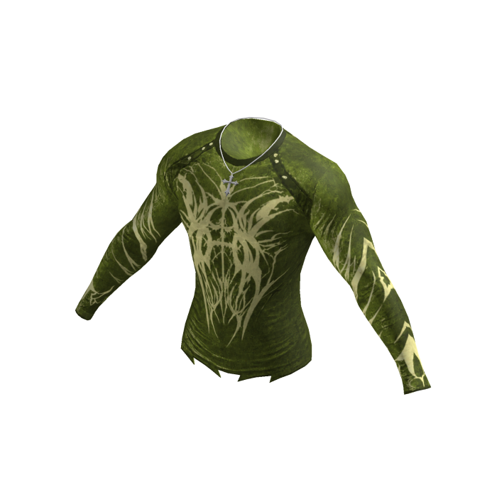 Cyber Goth Tribal Top w/ Cross Chain (Green)