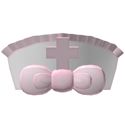 . ‿♡ cute pink & white ruffle nurse hat w bows ♡ Roblox item